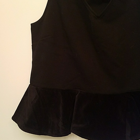 NWT- J.Crew Black Peplum top velvet trim at bottom Large - Picture 5 of 8